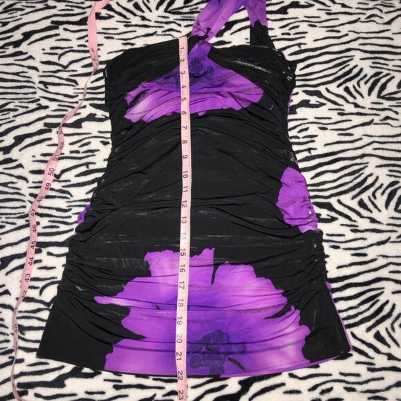 y2k ruched floral one shoulder clubbing top - Picture 4 of 5